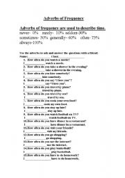 English Worksheet: Adverbs of Frequency