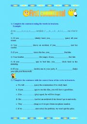 English worksheet: FIRST CONDITIONAL