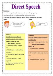 English Worksheet: Direct Speech