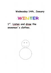 English worksheet: Winter  clothes