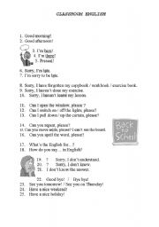 English worksheet: classroom english