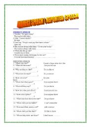 English Worksheet: reported speech -indirect speech