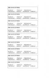 English worksheet: the days of week