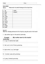 English worksheet: Past simple