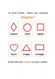 English worksheet: lets find various shapes!