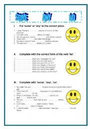 English Worksheet: SOME ANY NO exercises