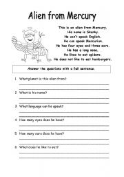 English Worksheet: Text readind and comprehension