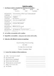 English worksheet: Test - Complete dialogue and correct mistakes