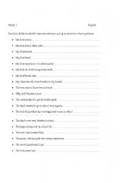 English Worksheet: BEST MEMORIES OF SCHOOL