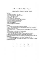 English Worksheet: The Life of Martin Luther King Jr. 