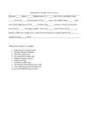 English Worksheet: Exercises on is/are/has/have and a/an