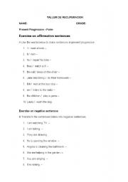 English Worksheet: present progresive