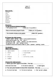 English Worksheet: Unit 2       The future tense