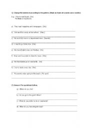 English Worksheet: Practicing 3rd person of singular