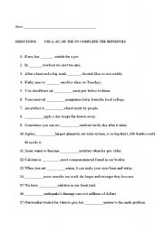 English worksheet: Which Article to Use