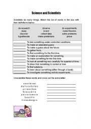 English Worksheet: science and scientists