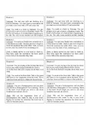 English Worksheet: Hotel Check in conversation cards