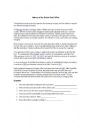 English Worksheet: History of the British Post Office