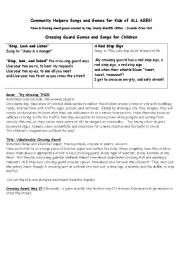 English Worksheet: Community Helpers - Crossing Guards and Police / Deputy