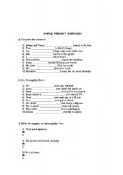 English worksheet: simple present