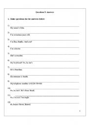 English Worksheet: Basic Conversation