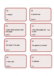 English Worksheet: Alphabet game -Letter H