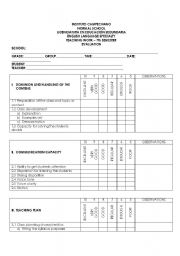 Template for evaluating teachers performance