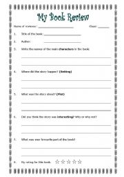 English Worksheet: Book Review