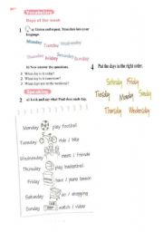 English Worksheet: days of week 
