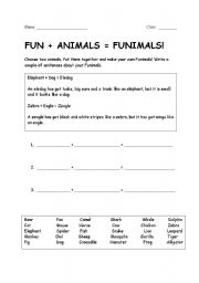 English worksheet: FUN+ANIMALS = FUNIMALS