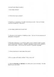 English Worksheet: poetry analysis worksheet