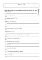 English Worksheet: exercises reported sppech