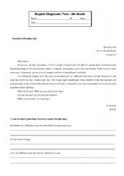 English Worksheet: diagnostic test