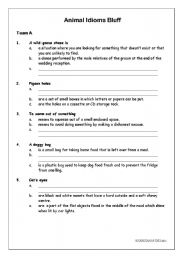 English worksheet: Animal idioms bluff