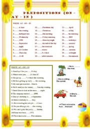 English Worksheet: PREPOSITIONS ( AT -- ON -- IN)