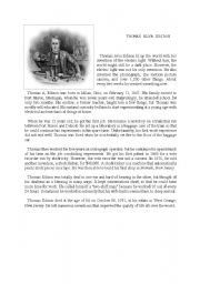 English Worksheet: Thomas Alva Edison