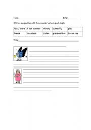 English worksheet: composition with past simple (4/5)