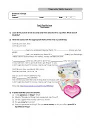 English Worksheet: Beatles - Cant Buy Me Love