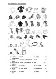 English Worksheet: CLOTHES AND ACCESSORIES