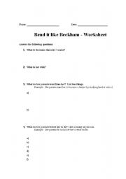 English Worksheet: Bend it like Beckham