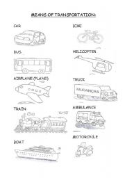 English Worksheet: Means of transport