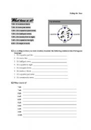 English worksheet: telling the time