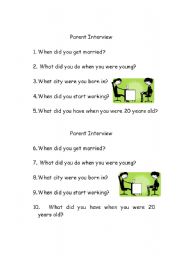 English Worksheet: Parent Interview