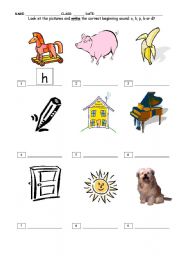 English worksheet: Phonics beginning sounds