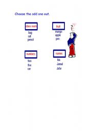 English Worksheet: choose the odd one out