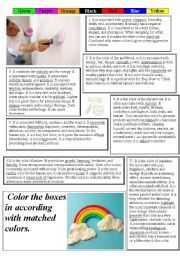 English Worksheet: match the colors