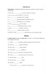 English worksheet: daily routins