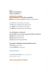 English Worksheet: little and few