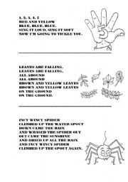 English Worksheet: 12345 leaves are falling incy wincy