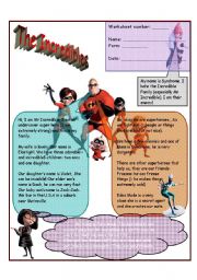 English Worksheet: the incredibles 2 worksheets